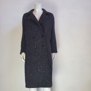 Vintage 80s Forecaster Of Boston Black Speckled Wool Coat